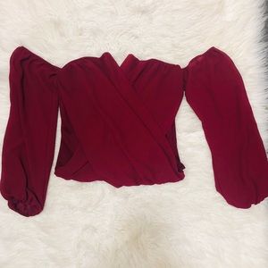 Long Sleeve Strapless Crop Top